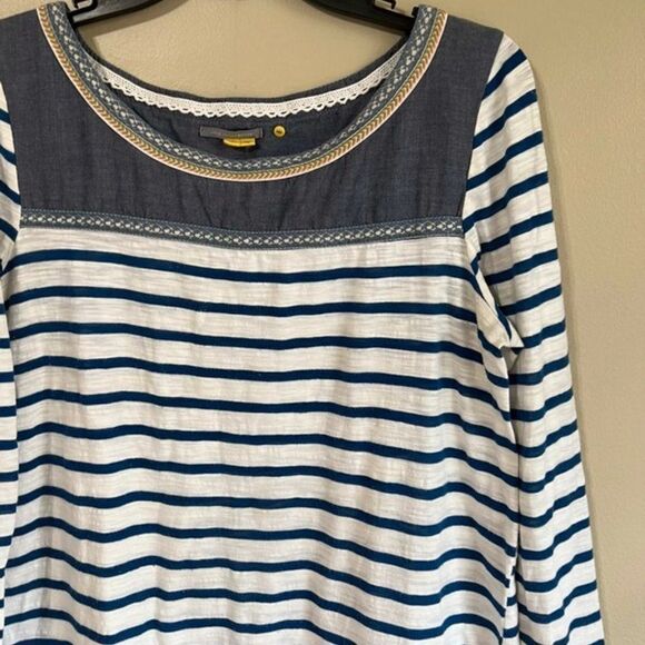 Little Yellow Button medium blue and white striped top - Picture 2 of 6